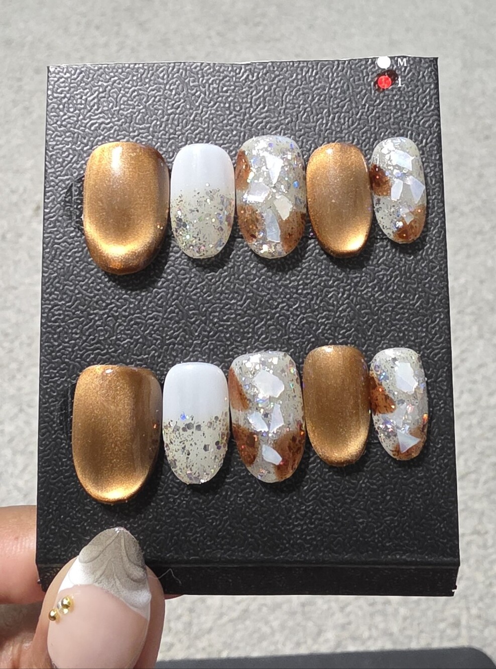 Metallic Copper & Iridescent Chunky Glitter Press-On Nails